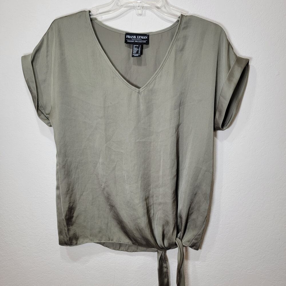 Frank Lyman 2 Top Metallic Olive Liquid Tie Satin Canada Relaxed Gold Green